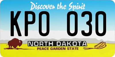ND license plate KPO030