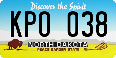 ND license plate KPO038
