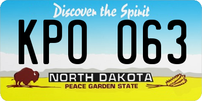 ND license plate KPO063