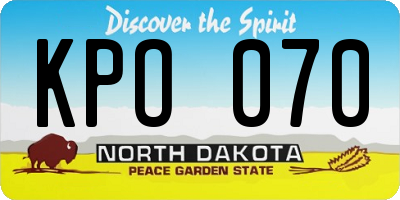 ND license plate KPO070