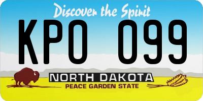 ND license plate KPO099