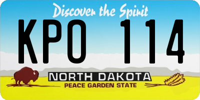 ND license plate KPO114