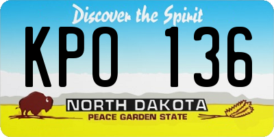 ND license plate KPO136