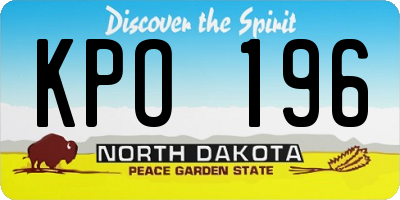 ND license plate KPO196