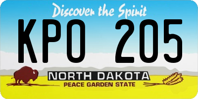 ND license plate KPO205