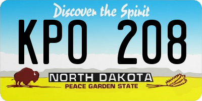 ND license plate KPO208