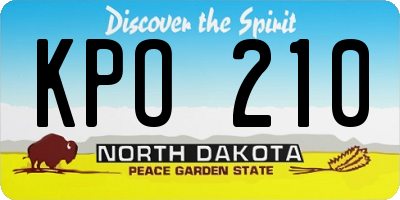 ND license plate KPO210