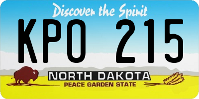 ND license plate KPO215