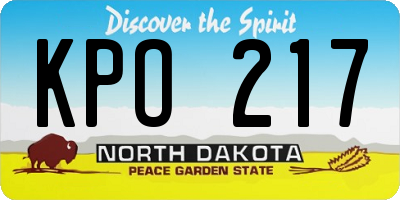 ND license plate KPO217