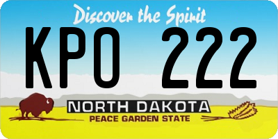 ND license plate KPO222