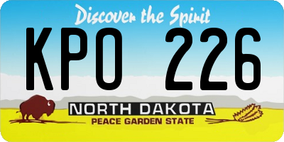 ND license plate KPO226