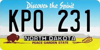 ND license plate KPO231