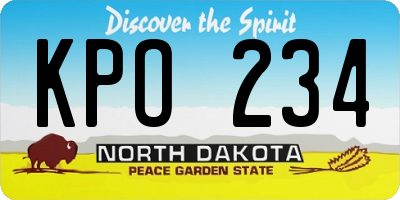ND license plate KPO234
