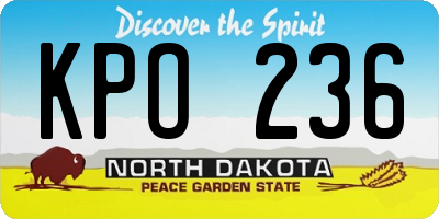 ND license plate KPO236