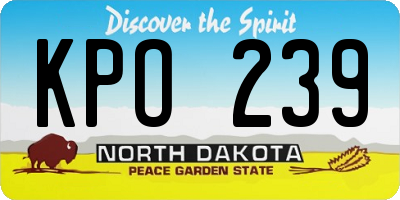 ND license plate KPO239