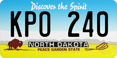 ND license plate KPO240