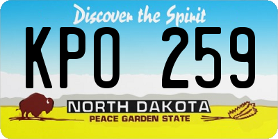 ND license plate KPO259