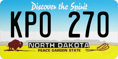 ND license plate KPO270
