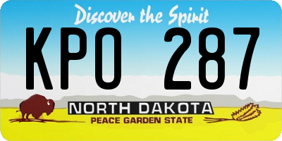 ND license plate KPO287