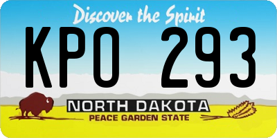 ND license plate KPO293