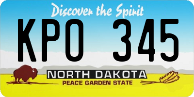 ND license plate KPO345