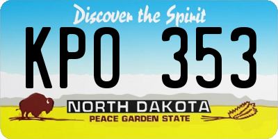 ND license plate KPO353