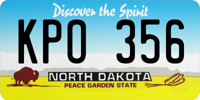 ND license plate KPO356
