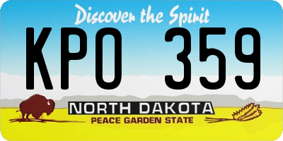 ND license plate KPO359