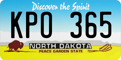 ND license plate KPO365