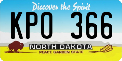 ND license plate KPO366
