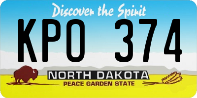 ND license plate KPO374