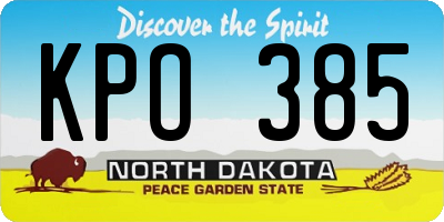 ND license plate KPO385