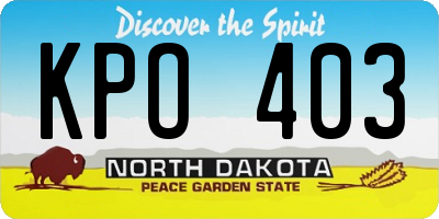 ND license plate KPO403