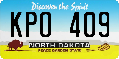 ND license plate KPO409
