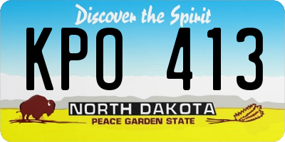 ND license plate KPO413
