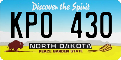 ND license plate KPO430