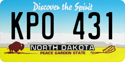 ND license plate KPO431