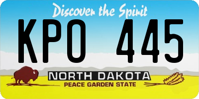 ND license plate KPO445
