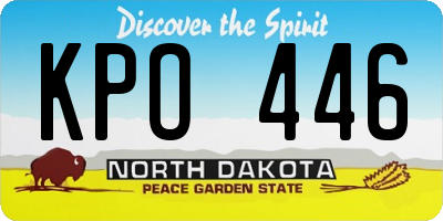 ND license plate KPO446