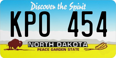 ND license plate KPO454