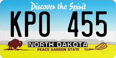 ND license plate KPO455