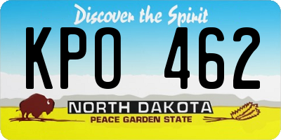 ND license plate KPO462
