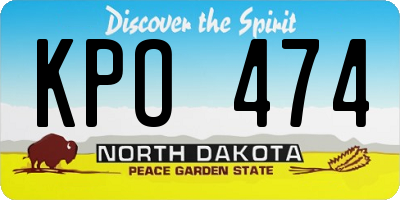 ND license plate KPO474