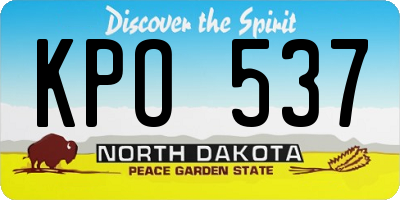 ND license plate KPO537