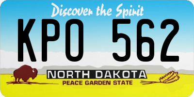 ND license plate KPO562
