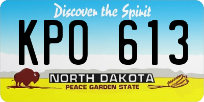 ND license plate KPO613