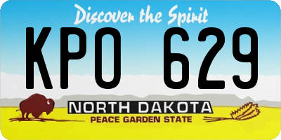 ND license plate KPO629