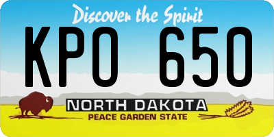 ND license plate KPO650