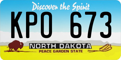 ND license plate KPO673