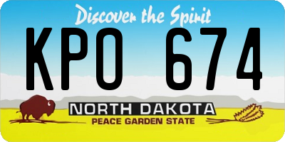 ND license plate KPO674